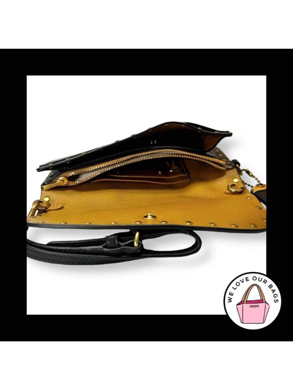 NEW COACH 1941 RIVET Glovetanned Black Leather Wristlet Wallet Snap Clutch 29765 - Picture 3 of 5